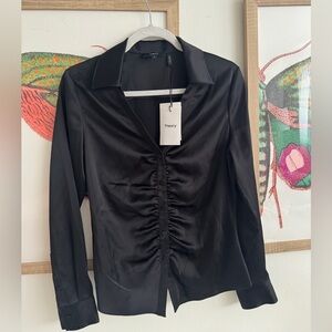Theory Ruched BD Shirt in black medium